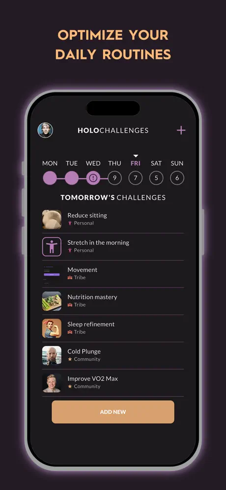 Holohabits daily routine and challenge list